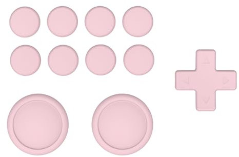 PlayVital Silikon D-Pad Button Caps Joystick Cover Daumengriffe Kappen Set für Switch Lite, ABXY-Tasten Abdeckung Zubehör für Nintendo Switch/OLED Joycon/Switch Lite-Rosa