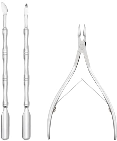 3 unids/set cortacutículas con empujador de cutículas y tijeras removedor de cutículas de acero inoxidable herramienta de manicura herramienta de cuidado de uñas