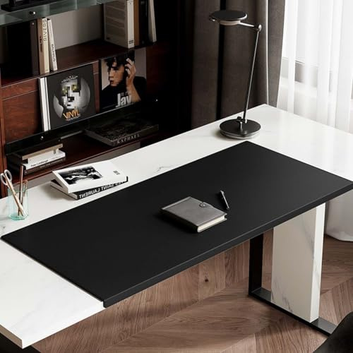 Kantenschutz, Mauspad, Schreibtischmatte, wasserdicht, kratzfest, PU-Leder, Schreibunterlage für Büro, Zuhause, Desktop-Laptop, Schreibtischunterlage (50 x 100 cm, Schwarz)