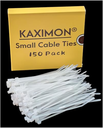 KAXIMON Small Cable Ties White 100mm x 2.5mm,150 Pack Clear Mini Thin Cable Ties,Plastic Zip Ties with 27lbs Tensile Strength, Self-Locking Nylon Plastic Wire Ties Wraps for Office, Household,Garden
