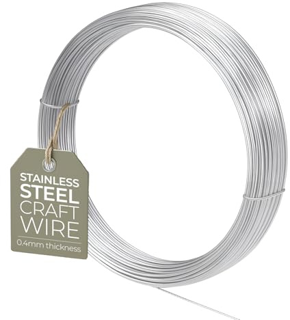 304 Stainless Steel Wire 0.4mm 26 Gauge 20m (65Ft), DIY Crafts, Artistic Wire for Jewellery Making, Bailing, Sculpting & Bonsai Training, Rust Resistant And Durable Craft Wire in Various Gauges