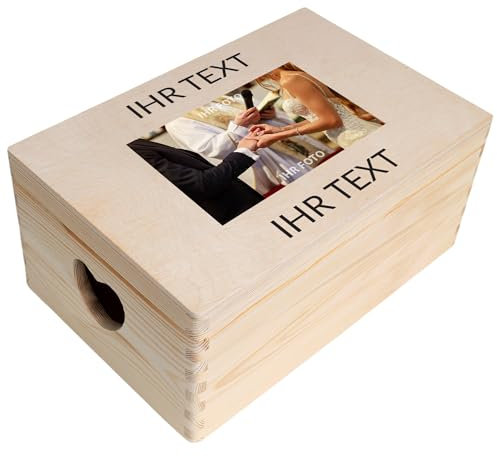 Creative Deco Personalisierte Geschenke Wunschtext + Foto | Fotogeschenke Holzkiste | Dein Eigenes Bild Individuelles Geschenk | Geschenkkiste Geschenkbox für Frauen, Männer, Paar