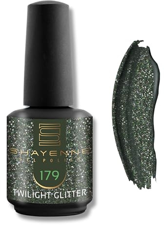 SHAYENNE UV LED Gel Nagellack 15ml – 179 Twilight Glitter Grün Glitzer – Langanhaltend & Hochglänzend – Für UV/LED Lampe – Maniküre & Pediküre – Made in Germany