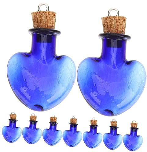 Mobestech Pequeñas Botellas De Vidrio Miniatura 10 Piezas Vidrio Azul Con Tapones De Corcho Diseño Con Cierre De Tornillo Manualidades Decoración Fiesta
