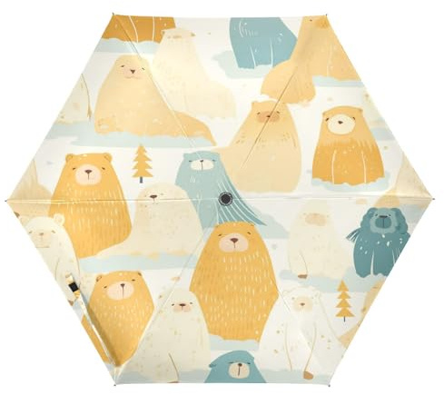 Zarte Hochzeitsschirme mit Cartoon-Motiv im pazifischen Walross-Design, 99 cm, windabweisend, automatisches Öffnen und Schließen für Regen, strapazierfähig, speziell entworfene und starke