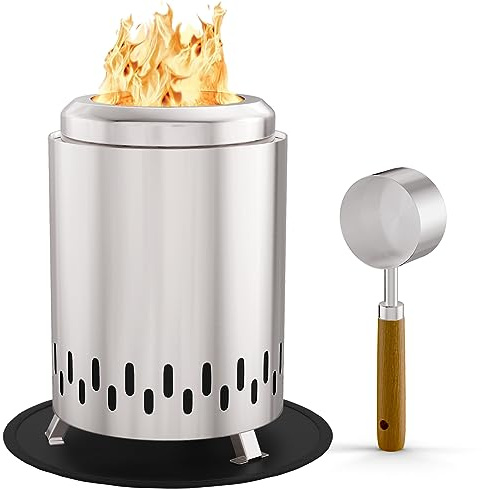 Braciere da tavolo, mini braciere senza fumo, con supporto pieghevole e borsa da viaggio, in acciaio inox 304, per interni ed esterni, alimentato da pellet o legno