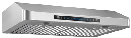 JOCO 30 Inch Under Cabinet Range Hood, 900 CFM Stainless Steel Kitchen Vent Hood, 4-Speed Gesture/Touch/Remote Control C01-30G