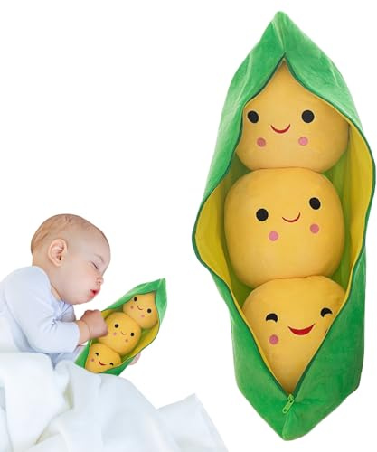 Gefüllte Erbsenschote - Plüsch-Erbsenschote | Niedliche Lustige Dekorationsspielzeuge Mit Gesichtsausdrücken | Bequeme Kuschelpuppe Für Kinder Und Erwachsene | Entzückender Kuschelbegleiter Für Zuhaus