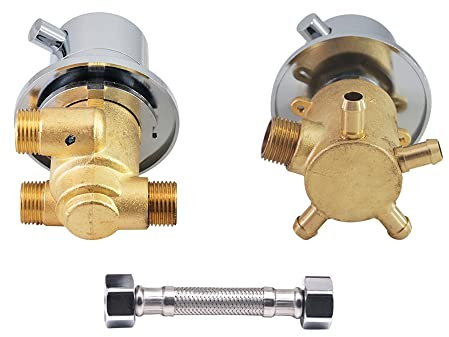 Déviateur de Valve d’eau chaude et froide, Mitigeur thermostatique de douche en laiton avec inverseur 2/3/4/5 voies G1/2 argent et or 130 mm(Intubation 4 Way)