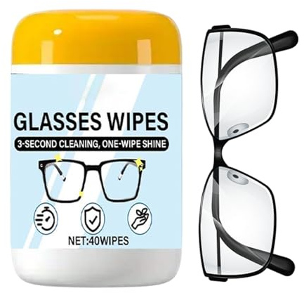 Eyeglasses Lens Wipes, 40 Pieces Anti-Fog Cleaner, Screen Cleaning Wipe, Computers, Laptops, Monitors, TVs, Cameras, Goggles, Eyewear, Convenient Pre-Moistened Wipes for Quick