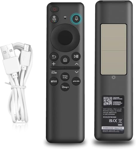 Gvirtue Solars Sprachfernbedienung Kompatibel mit Samsung BN59-01432A- Öko-Solar Ladung (Licht/USB-C), kompatibel mit Samsung QLED/OLED/4K/8K Curved Crystal Ultra Smart TVs 2021-2025 (Inkl Shortcut)