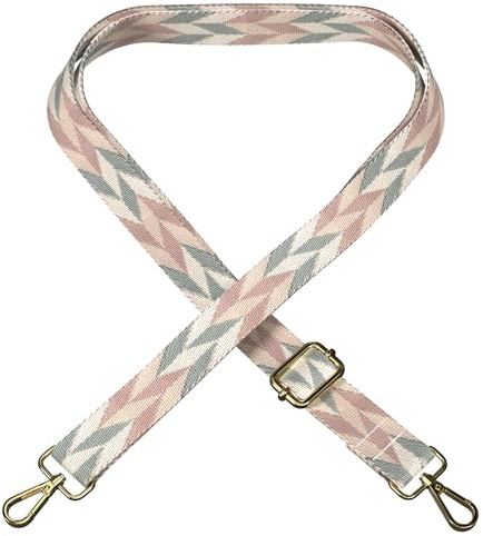 EAZY CASE - Verstellbarer Taschengurt, Ersatz Gurt für Handtaschen, Schulterriemen für Umhängetaschen, dünner Riemen für Taschen und Tragetaschen, DIY Taschenband, Mix - Mint/Rosa Metall Gold