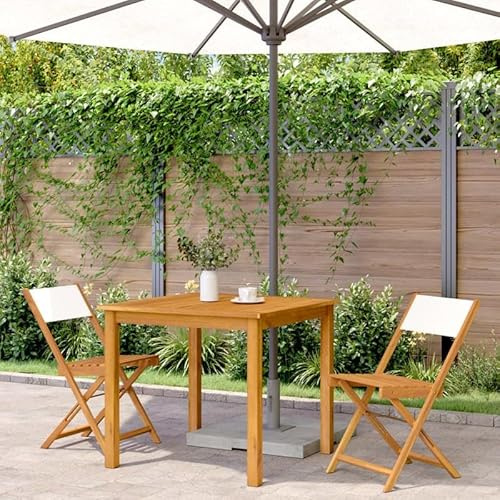 Eleganz Lot de 2 chaises de bistrot, en bois d'acacia massif, avec finition à l'huile et revêtement en tissu (100 % polyester), meubles de jardin durables pour terrasse, balcon ou jardin, blanc crème