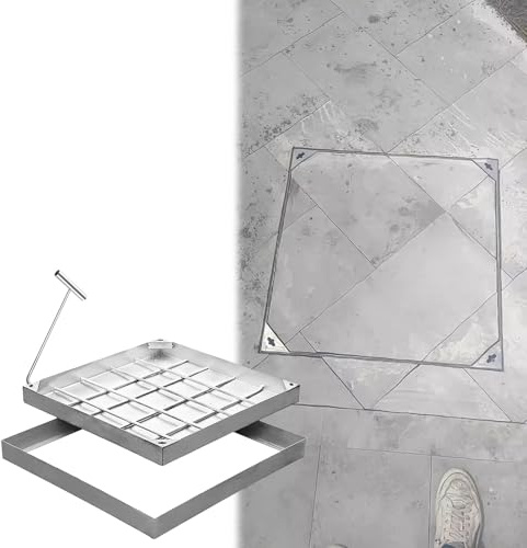 Coperture quadrate invisibili per pozzetti in acciaio inox, rettangolari, coperture e cornici per ispezioni, piastre di accesso in metallo per cortili e vialetti (30 x 70 cm)