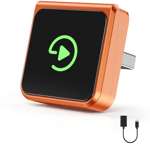 Adattatore CarPlay Wireless Per iPhone: Android Auto Wireless & Wireless CarPlay, Riconnessione Auto, Cablato - Wireless, Plug & Play, USB-A/C, Compatibile iPhone iOS 10+ & Auto CarPlay 2016+, Orange