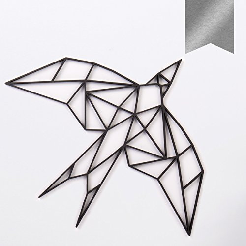 KLEINLAUT 3D-Origami, Schwalbe, 43 x 50 cm (XL), Silber