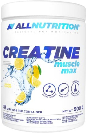 ALLNUTRITION Creatine Muscle Max Supplements Muskelaufbau - Creatin Monohydrat mit Taurin - Leistungssteigerung und Muskelaufbau - ohne Zuckerzusatz - Keratin Pulver Fitness 500g - LEMON