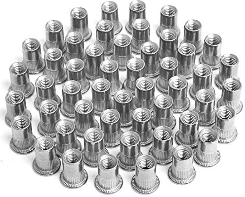 M6 Threaded Inserts Nuts Jubaopen 80PCS Insert Embedded Nuts M6 Threaded Inserts 304 Stainless Steel Rivet Nut Flat Head for Industries Furniture Decorations(1.5 * 1.2cm)
