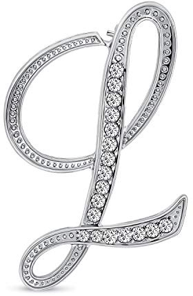 Große Aussage Abc Pave Crystal Cursive Script Monogramm Buchstaben Alphabet Initial Schal Revers Pin Brosche Für Teenager Frauen Rose, Gelbgold Versilbert