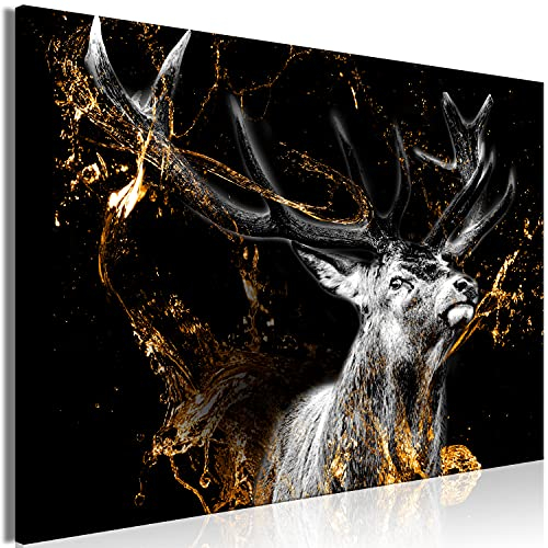 murando - Wandbild Hirsch 120x80 cm 1 tlg Bilder Leinwandbild Wand Deko Wohnzimmer Schlafzimmer Tier Natur Schwarz & Weiß g-C-0329-b-a