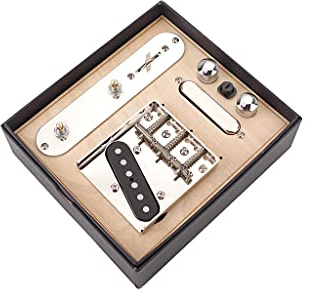 Alnicov Vorverdrahtete Gewinde-Sattelbrückenplatte mit Alnico-V-Tonabnehmer, 3-Wege-Schalter-Steuerplatte mit Ton-Lautstärkereglern, Hals-Tonabnehmer-Set für Telecaster TL E-Gitarre