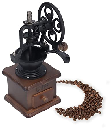 Molinillo café manual Molino café manivela hierro fundido antiguo con ajustes molienda y cajón captura Molino café prensa francesa clásico Molinillo café manivela manual