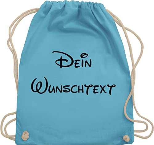 Turnbeutel Rucksack - Aufdruck selbst gestalten - Wunschtext I Geschenk mit eigenem Text personalisiert - Unisize - Hellblau - wechselkleidung beutel kita junge stoffbeutel name personalisierte