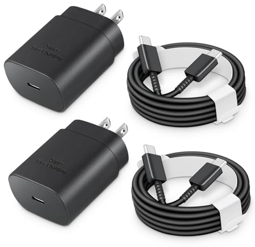 25W USB-C Fast Charger Block with C-to-C Cable [PD PPS Compatible] for Galaxy S24/S23/S22, Pixel 8/7, Z Flip 5, i Phone 17/16/15 - Compact Type C Charger