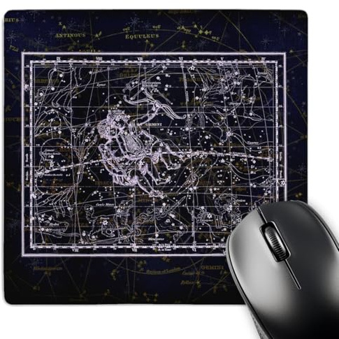 3dRose Retro Star Map. Zodiac Constellation of Gemini or Twins. White... - Mouse Pads (mp-372487-1)