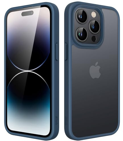 JETech Matt Hülle für iPhone 14 Pro 6,1 Zoll, Stoßfest Militärstandard FallSchutz Handyhülle, Mattierte Durchscheinende Rückseite Schutzhülle, Anti-Fingerabdruck (Sturmblau)