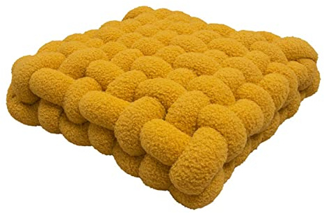 Fouriding Square Knot Wurfkissen,Square Lamb's Fleece Kissen Plüsch gewebt Kissen für Home Sofa Bett Stuhl Schlafzimmer Dekoration (40 * 45 * 12cm, Gelb)