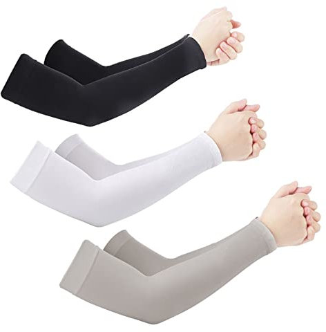 Durdiiy 3 Pares de Protección UV Mangas UPF50+ manguitos unisex para hombres y mujeres Mangas Brazo Deportivo Transpirable y de Secado rápido para Running Bicicleta Voleibol Golf Baloncesto