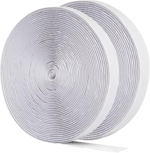 GWHOLE 20mm x 10m Hook and Loop Self Adhesive Tape Roll Fastening Tape White for Home,Office & DIY Crafts- Strips (32ft)