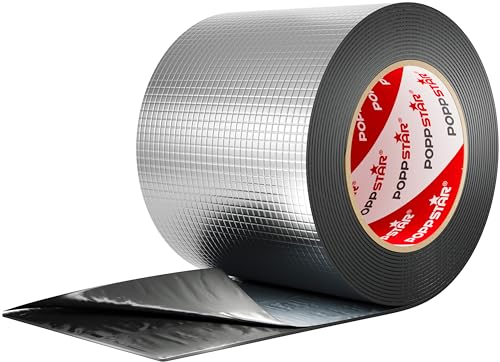 Poppstar Alu-Butylband (5m x 100mm x 1,2mm) Super wasserdichtes Klebeband für Außen - Butyl Dichtband für Wohnmobil, Dachrinnen-Reparaturband uvm.