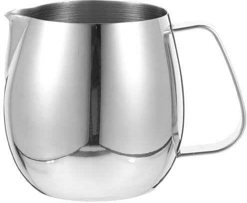 Kichvoe Gobelet à Mousse Acier Inoxydable Pot à Lait Épaissi Avec Poignée Ergonomique Pour Latte Et Cappuccino Résistant Déformation