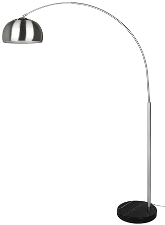 Trio Lampe à arc Argentina 411700107, métal nickel mat, base marbre noir, sauf 1x E27