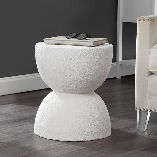 JONATHAN Y TBL1100A Greta 18 Mid-Century Modern Drum Indoor/Outdoor Accent Table Modern, Contemporary, Minimalist, Scandinavian, Classic, Patio, Garden, Bathroom, Living Room, White
