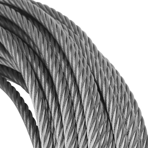 DXDRT 8mm Drahtseil 316 Edelstahl Drahtseil Spanndraht,7x19 Stränge Edelstahlseil,Flugzeugkabel in Marinequalität für Yard Zipline,Bootslifte,Deckgeländer,DIY-Balustrade,60M/200FT