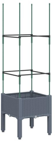 vidaXL Jardinera con Enrejado, Macetero de Plantas Flores, Maceta de Hierbas, Arriate para Jardín Patio Balcón Terraza, PP Azul Gris 40x40x142,5 cm