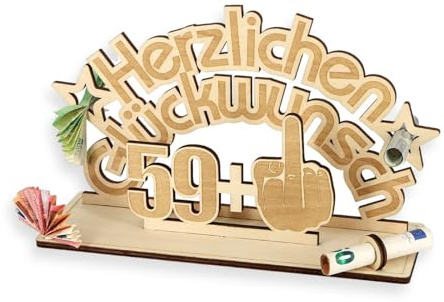 Lustig 60 Geburtstag Geldgeschenk Holz, 60 Geschenke aus Holz Dekoration | Geschenke zum 60, Lustig 59+1 Geldgeschenk Deko, Geburtstags Jubiläum, Geschenke aus Holzs, Geschenkes für Frauen & Männer
