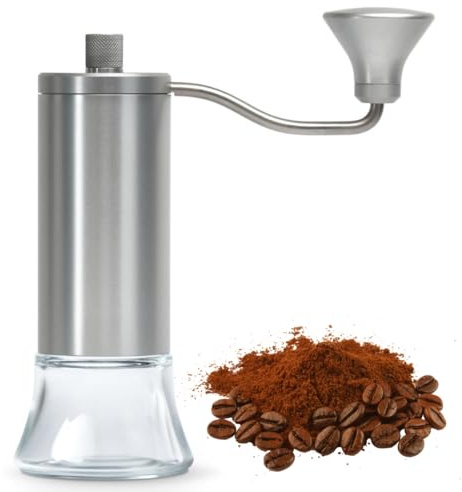 Eureka Baby Grinder, Manual Coffee Grinder, Hand Coffee Grinder, Portable Burr Coffee Grinders for Home, Camping and Travel, Burr Coffee Grinder With Stepped Burr Adjustment System - (Anodized)