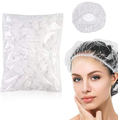 Duschhauben einweg, 100 Stück Duschhaube Einmal duschhauben Kunststoff Dusche Kappen Groß Elastisch Bad Einweg WasserdichtEinweg-Duschhauben, breite, dicke, durchsichtige, elastische