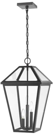 Bailey Street Home 3 Light Outdoor Chain Mount Lantern in Traditional Style 12.25 inches Wide by 21.5 inches High-Black Finish 372-Bel-4314869