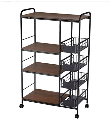 MIQXUAN Rangement Chariot Étagère de rangement pour épices de cuisine, étagère à couverts au sol à 3/4 niveaux pour salle de bain, étagère de rangement, chariot multifonctionnel