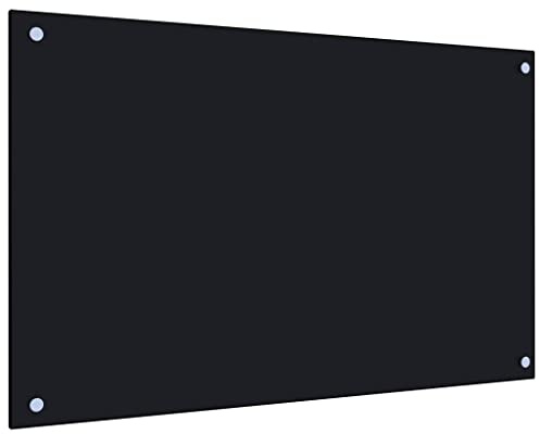 AUVYI Küchenrückwand aus Hartglas 80x50 cm Schwarz Spritzschutz Glas Herd Spritzschutz Küche Glas Hinter Herd Küchen Wandschutz Glasplatte Küche