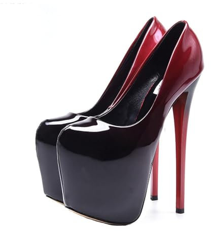 SPONYBORTY Damen High Heels Plateau Sandalen Pumps 19 cm Stiletto Sexy Stripper Pole Dance Party Prom Pumps lace/J/46EU