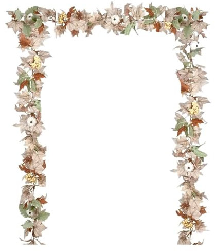 Lebende Steine Pflanzen 1 Stück Herbstgirlande, Ahornblatt, 1,8 m, zum Aufhängen, künstliche Herbstgirlande, Erntedankfest, Dekoration für Zuhause, Hochzeit, Kamin, Christrosen (Orange, One Size)