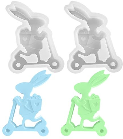 Silikonformen Gießformen Fahrrad Hase, Fahrrad Kerzenformen Zum Gießen, Ostern Silikon Gießform Gipsformen Silikonform Kerzenhalter, Fahrradhase Giessform für DIY Kerzen, Gips, Handwerk (Set B)