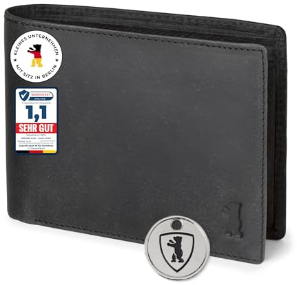 Berliner Bags Geldbörse Herren Vintage, Portmonee aus Leder - Dunkelgrau | Geldbeutel Herren aus Echtleder mit RFID-Schutz, 7 Kartenfächern, 2 Geldfächer, Münzfach inkl. Geschenkbox