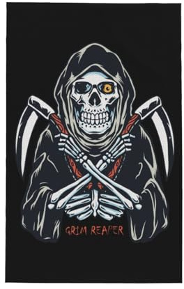 ASEDFGT Skeleton with Double Scythes Kitchen Towels 16x26 Inch Dish Towels for Kitchen Soft Quick Dry Microfiber Cleaning Cloths Reusable Hand Towels Bar Towels
